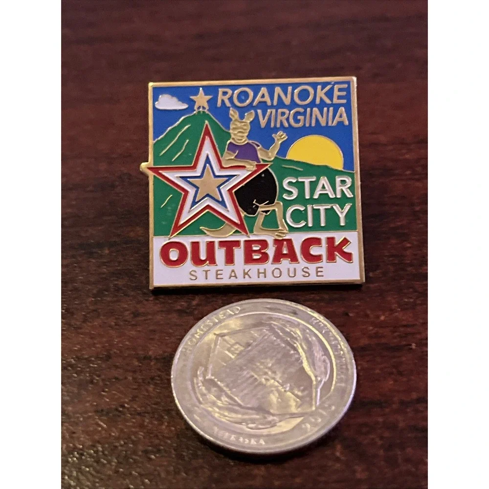 Outback Steakhouse Roanoke Virginia Star City‎ Kangaroo Lapel Hat Pin